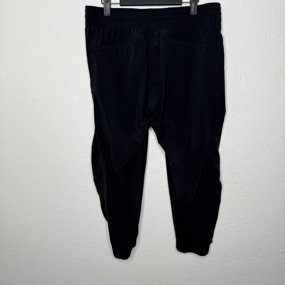 Athleta Black Ruched Cropped Jogger Pants Size 10 Drawstring Zip Pockets